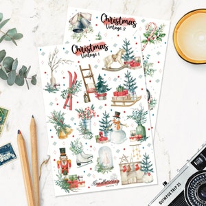 Vintage Christmas stickers/ Christmas deco sticker/ Retro Christmas/ Bullet Stickers/ Planner Stickers/ Scrapbook Stickers/ Journal Stickers