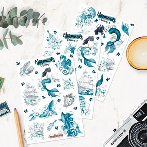 Adesivi sogno sirene / adesivi sirene / adesivi oceano / adesivi spiaggia / adesivi estivi / adesivo diario / scrapbooking / adesivi ragazza
