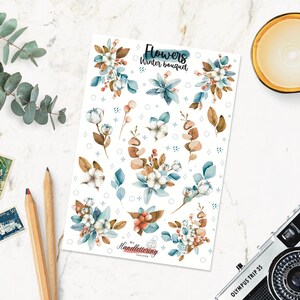 Adesivos de buquê de flores de inverno/adesivos de inverno/adesivos de flores/adesivos de bala/adesivos de planejador/adesivos de scrapbook/adesivos de diário
