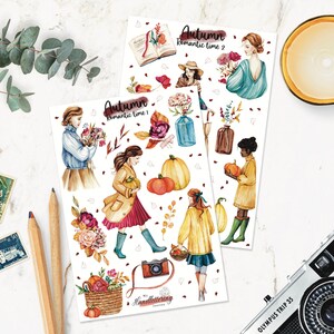 Ragazze autunnali / Adesivi autunnali / Adesivi per ragazze / Adesivi proiettile / Adesivi planner / Adesivi scrapbook / Adesivo per riviste
