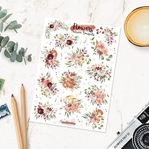 Adesivi bouquet autunnali / Fiori autunnali / Adesivi floreali / Adesivi autunnali / Adesivi proiettile / Adesivi planner / Adesivi scrapbook / Diario