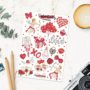 Valentijnsherinneringen / Valentijnsstickers / Liefdesstickers / Bullet Stickers / Planner Stickers / Scrapbook Stickers / Journal Stickers