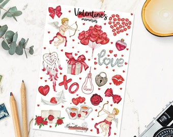 Valentines memories/ Valentines stickers/ Love stickers/ Bullet Stickers/ Planner Stickers/ Scrapbook Stickers/ Journal Stickers