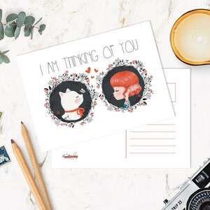 Estoy pensando en ti postal / postal de amor / postal de San Valentín / postal