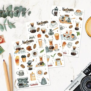 Pegatinas de tiempo de café/pegatinas de café/pegatinas de planificador/pegatinas de álbum de recortes/pegatinas de diario
