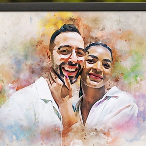 Benutzerdefinierte Aquarell vom Foto, personalisiertes benutzerdefiniertes Paar Porträt, Porträtmalerei vom Foto, Geschenk zum Hochzeitstag für sie