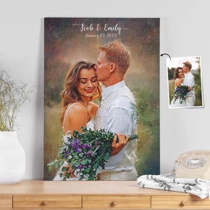 Custom Digital Oil Painting from Photo, Personalized Canvas Wall Art, Unique Gift for Wedding, Engagement, or Bridal Shower Gift for Couples