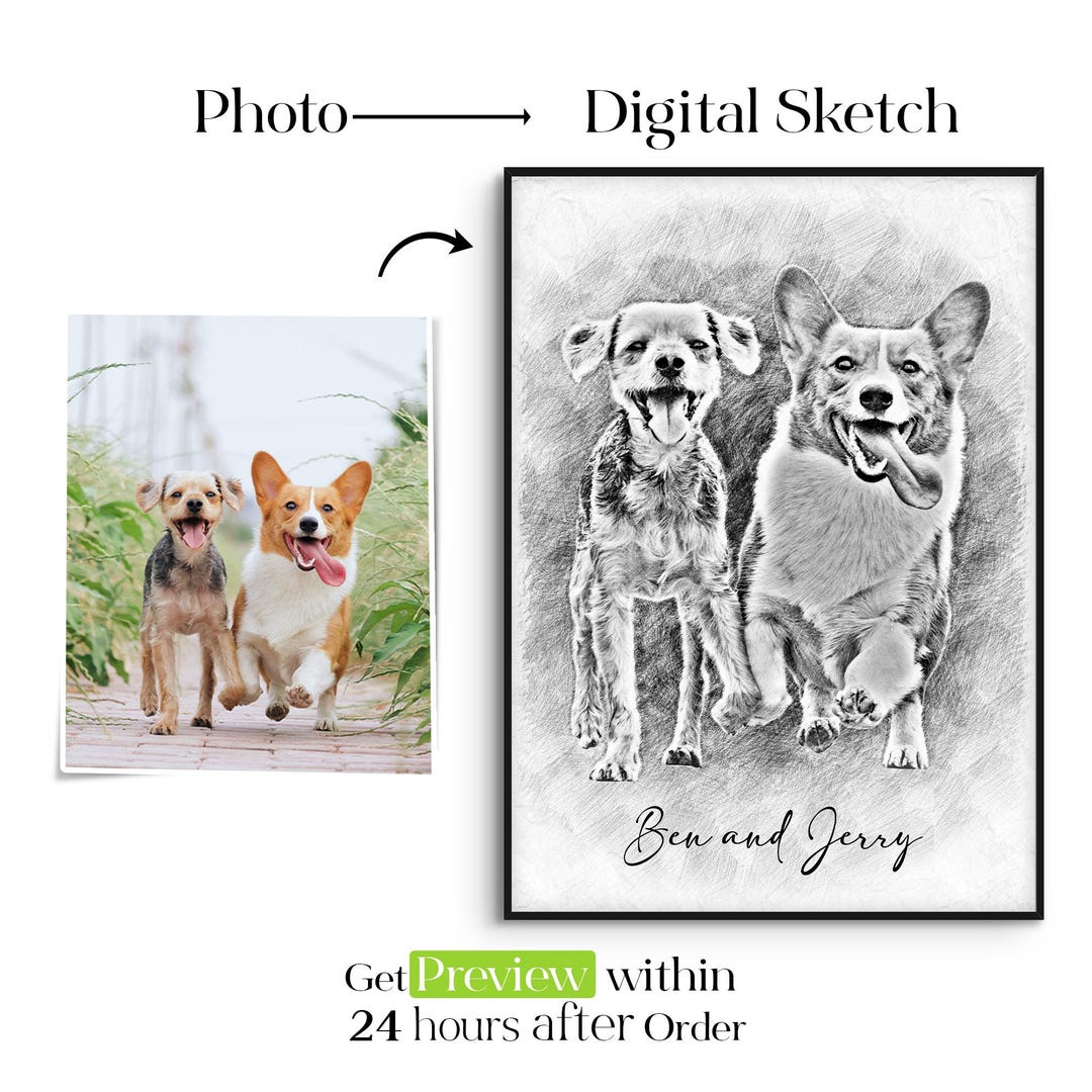 Custom Pet Portrait: Digital Watercolor Dog Memorial Art (digital ...
