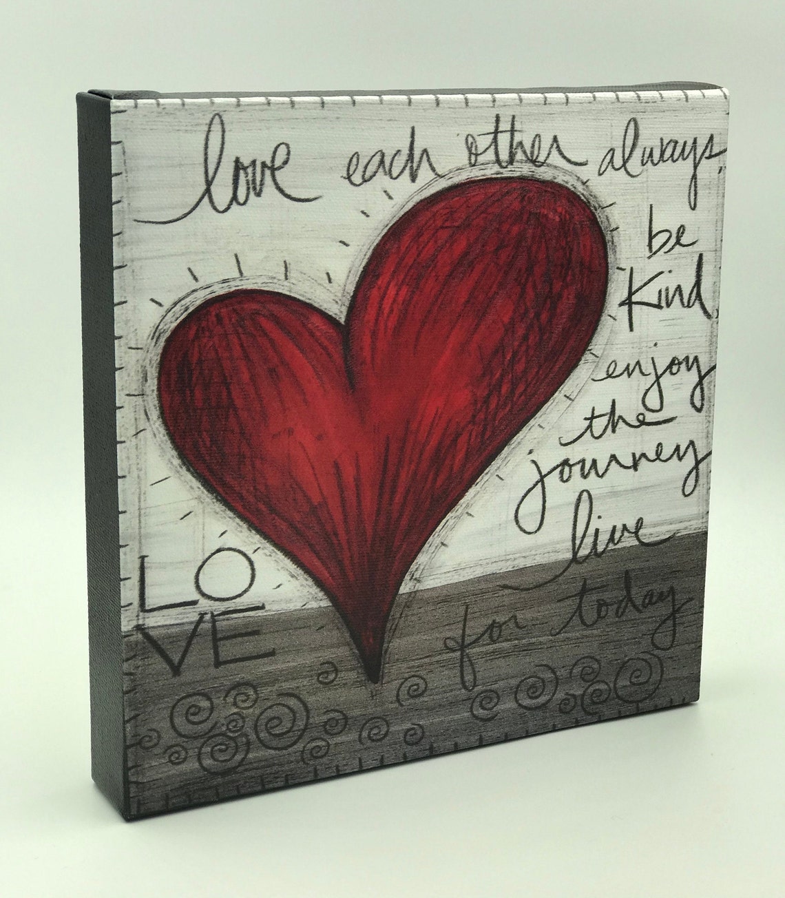 Love Heart Canvas Wall Art, Canvas Print, Unique Canvas Art, Professional Artist Handmade Design