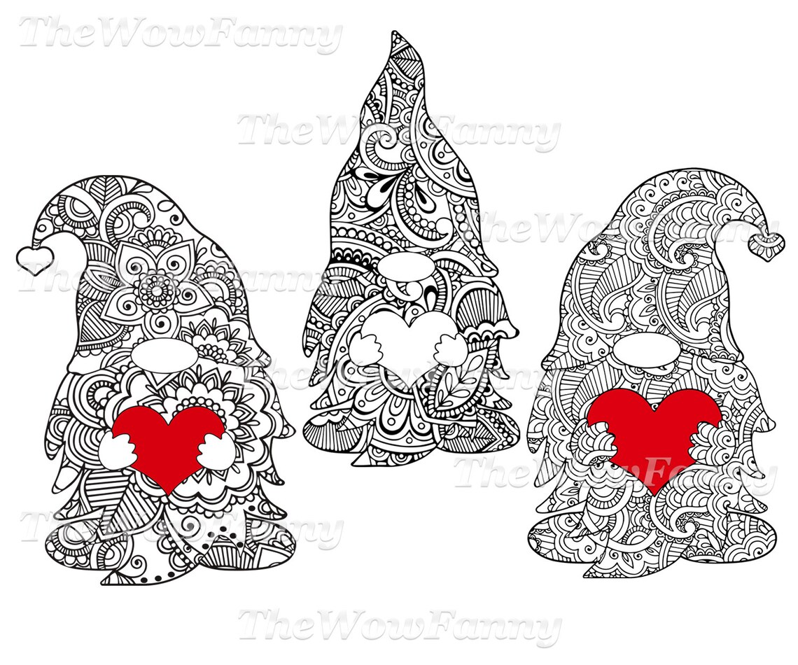 Gnome SVG Mandala SVG Gnome Mandala SVG Valentine Gnome | Etsy