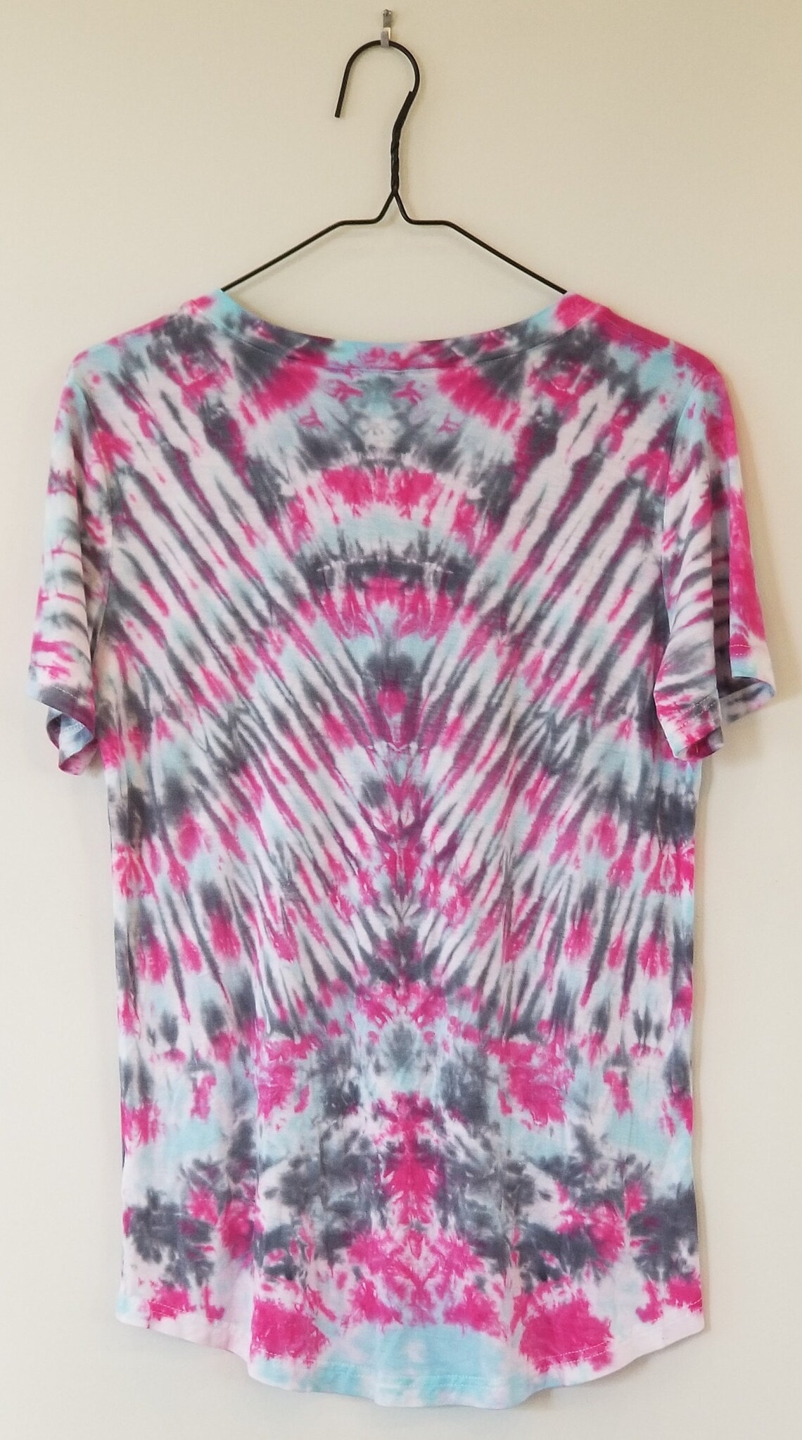 Tie Dyed Women's VNeck TShirt in Magenta Black and Etsy