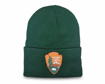 National Park Service NPS Beanie: Cozy Winter Hat with Embroidered Patch for Outdoor Enthusiasts