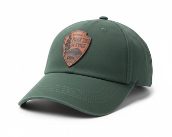 Gorra con parche de cuero del Servicio de Parques Nacionales - Gorra de guardabosques del NPS para entusiastas de las actividades al aire libre y amantes de los parques