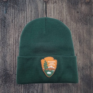 National Park Service NPS Beanie: Cozy Winter Hat with Embroidered Patch for Outdoor Enthusiasts