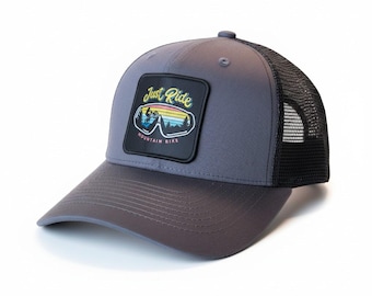 Retro Mountain Bike Trucker Hat – "Just Ride" Cycling Cap