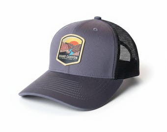 Gorra del Parque Nacional del Gran Cañón - Regalo para excursionistas en Arizona - Recuerdo de la ruta de borde a borde - Gorra de camionero para rafting - Gorra con parche para aventuras al aire libre