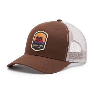 Gorra de camionero del Parque Nacional Joshua Tree – Parche retro de puesta de sol, gorra snapback de recuerdo del desierto
