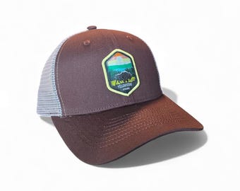 Yellowstone National Park Bison Trucker Hat - Vintage Patch Snapback