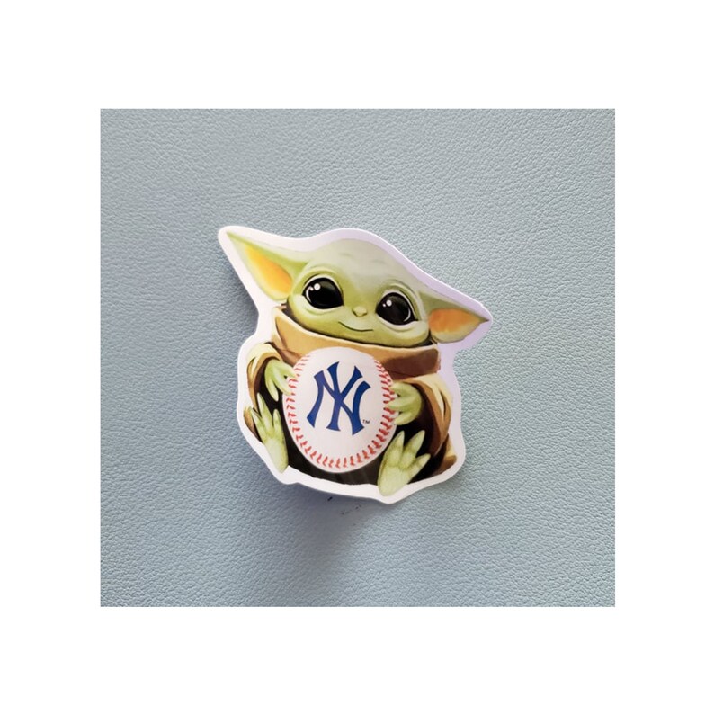 Baby Yoda with NY Yankees Baseball Sticker Etsy