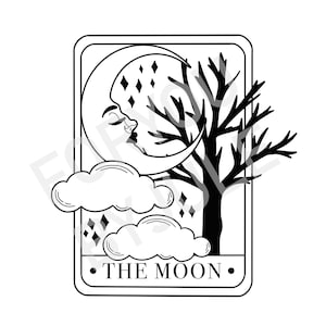 NEU Die Mond-Tarot-Karte digitaler Download, transparenter Hintergrund, Clip Art, PNG-Datei