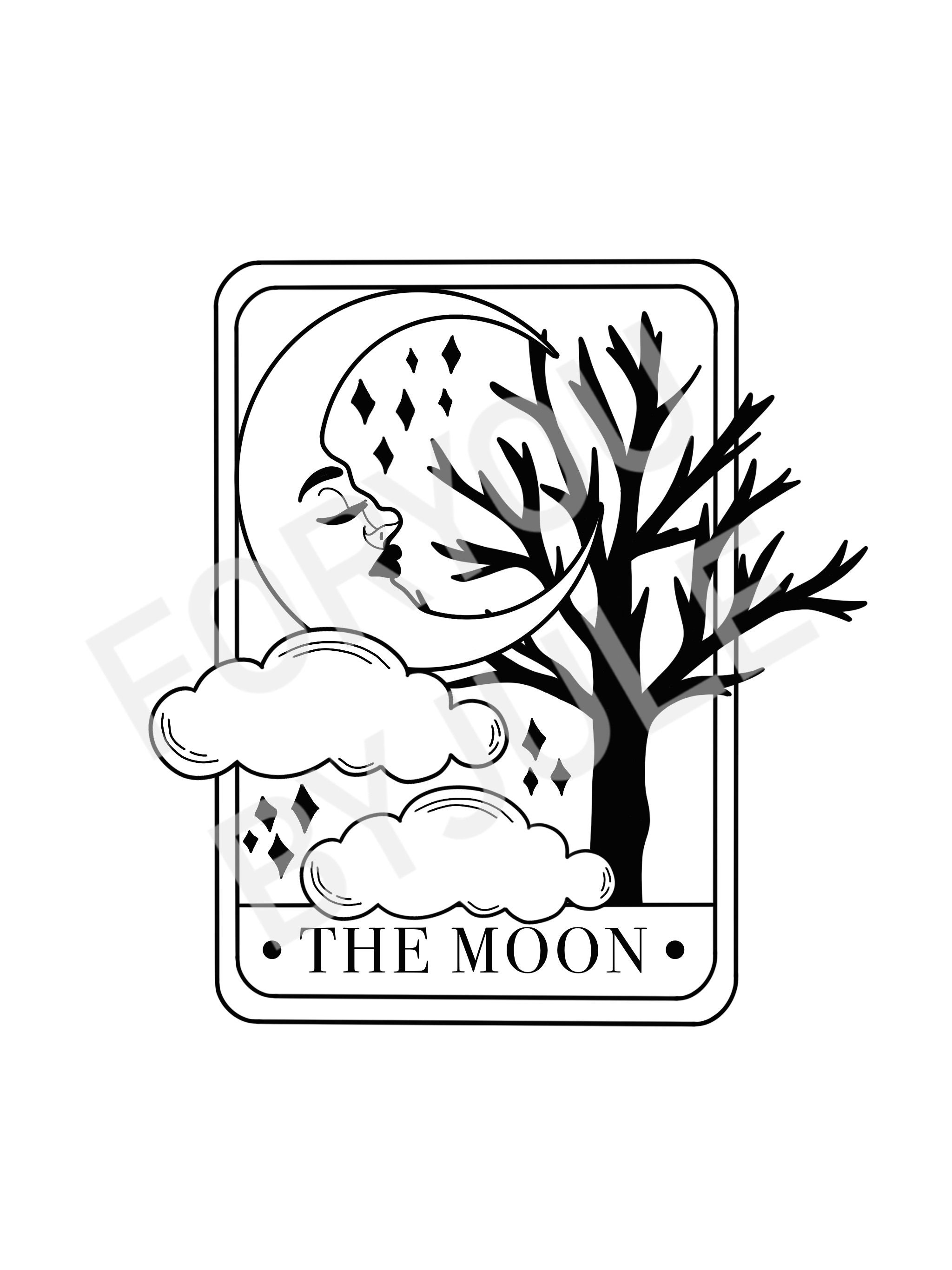 NEW The moon tarot card digital download, transparent background, clip art, png file