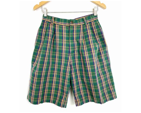 plaid mom shorts