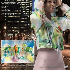 Wind Breaker Cropped Water Color Landscape Studies by Mark Poteat