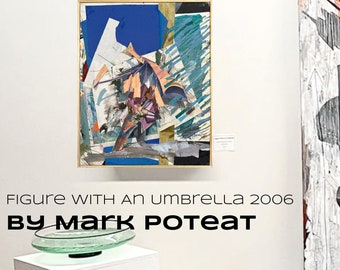 Belas artes originais, pintura abstrata de Mark Poteat Figura com guarda-chuva 2006