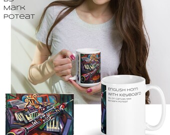 Caneca trompa inglesa com óleo de teclado sobre tela de Mark Poteat