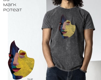 Camiseta Ela Colagem Inacabada e Acrílica de Mark Poteat