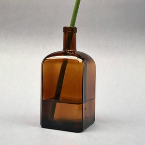 Rare Brown Glass Square Bottle,  Amber Glass Bathroom Home Decor, Glass Pharmacy Bottle Vintage, Amber Jug, Vintage Amber Apothecary