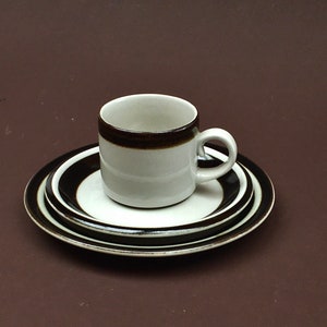 Arabia Finland Karelia Trio, Arabia breakfast set, coffee cup saucer and plate, made in Finland stoneware, Vintage Scandinavia 1970&#39;s
