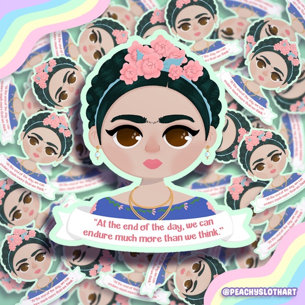 Frida Kahlo Vinyl Waterproof Sticker | For Laptops, Journals, Water Bottles | Aesthetic Cute Kawaii Pastel Inspirational Quote Mental Health