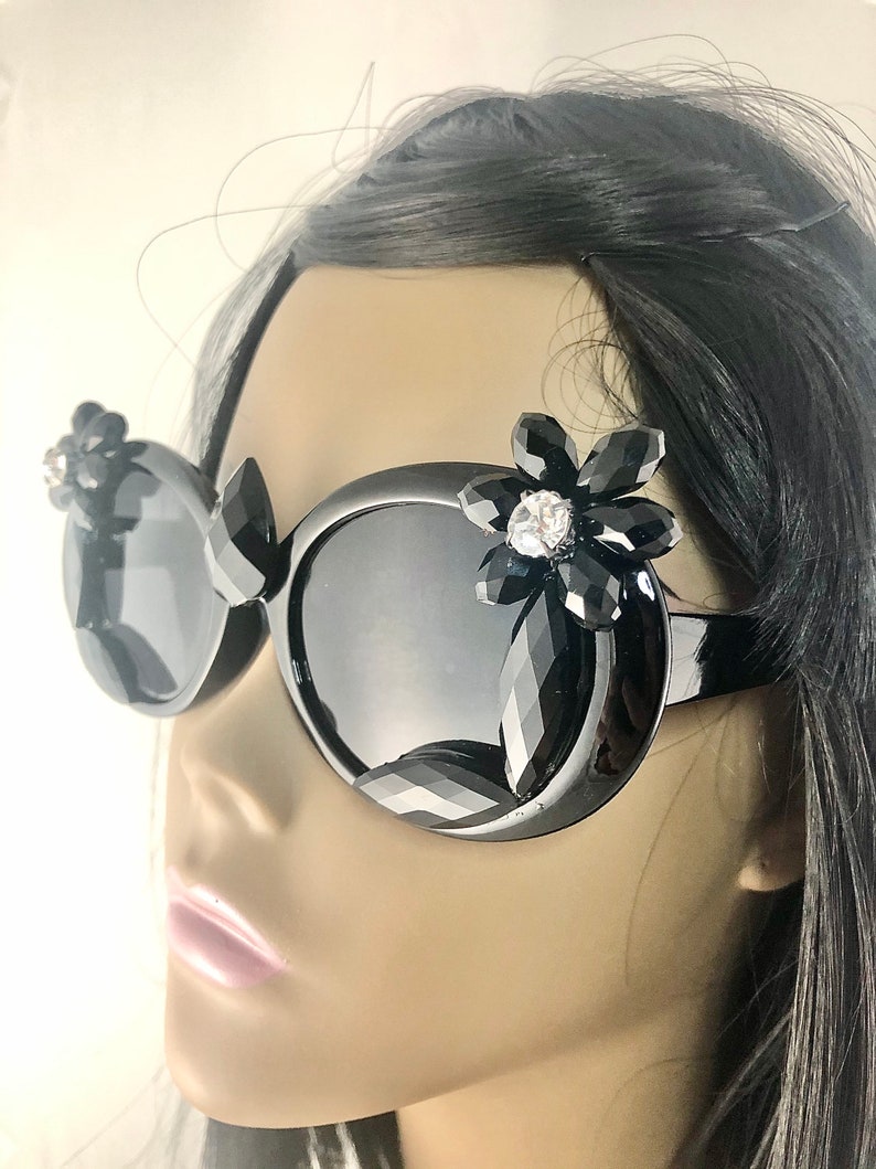Gigi. Black Jewel Bedazzled Sunglasses Witch Sunglasses Fancy Gothic