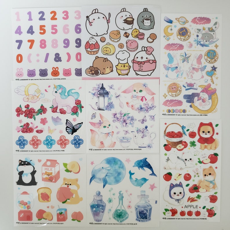 korean sticker sheets freebies etsy