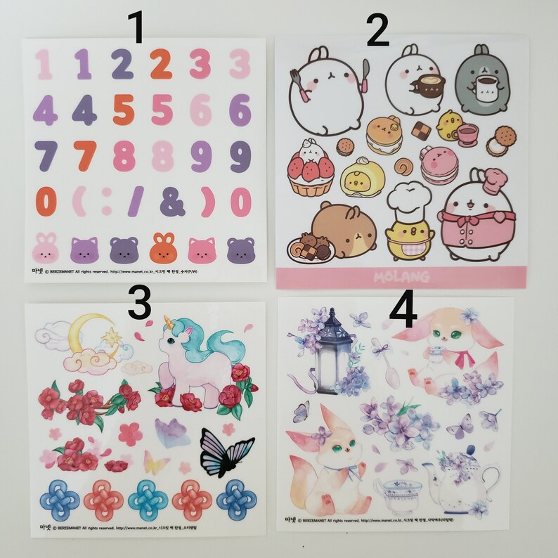 Korean sticker sheets freebies Etsy