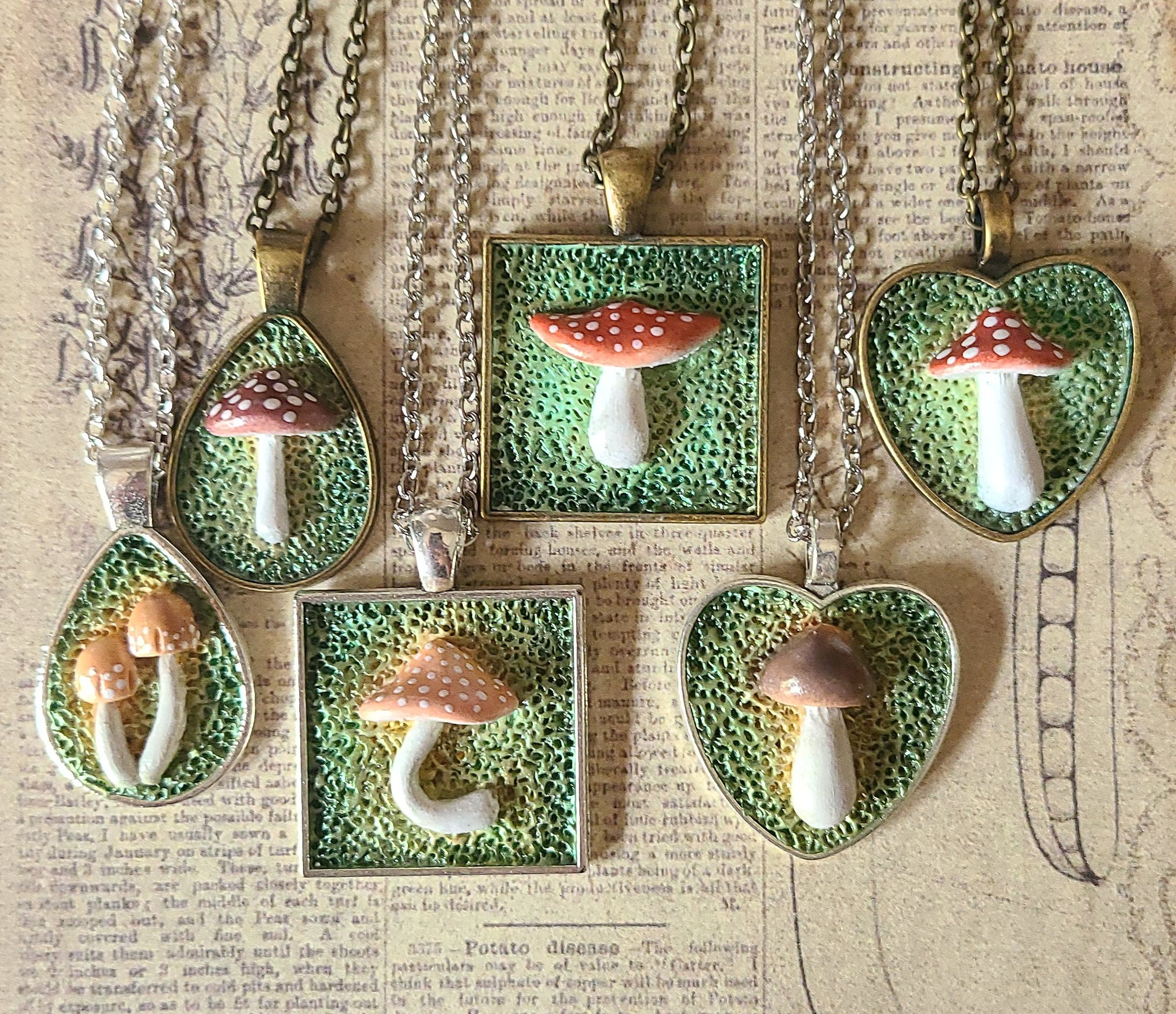 Mushroom Pendant Mushroom Necklace Mushroom Jewelry Etsy