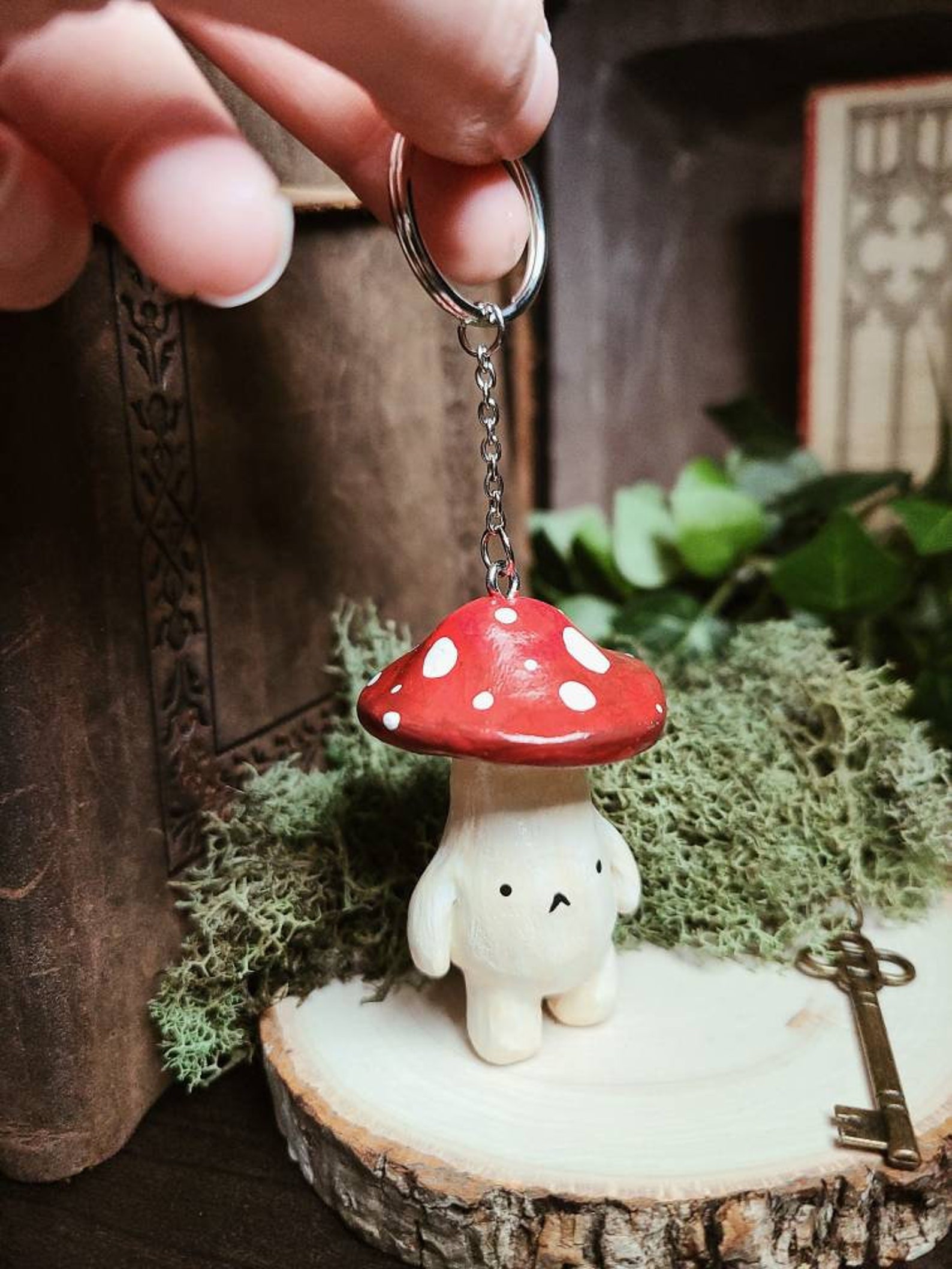 Mushroom Man Mushroom Keychain Polymer Clay Keychain Cute Etsy