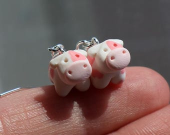 Boucles d'oreilles vache fraise