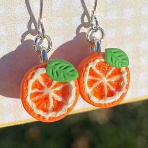 Orange Earrings, orange fruit earrings, orange slice earrings