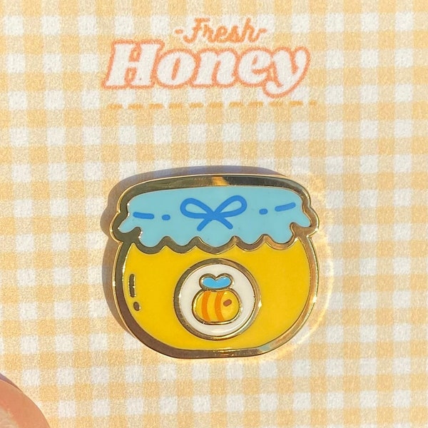 Honey Jar Enamel Pin, honey bee pin