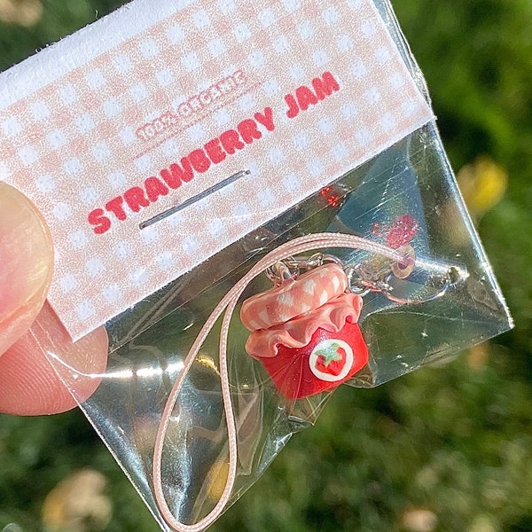 Strawberry Jam Charm, jelly charm, strawberry jelly keychain, strawberry gift, strawberry accessories