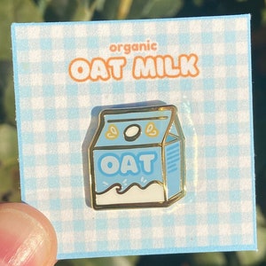 Oat Milk Enamel Pin, Oat milk pin, milk carton pin