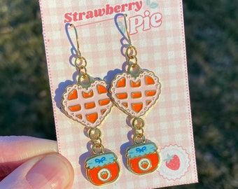 Heart Pie earrings, pastry earrings, jam earrings
