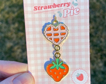 Strawberry Pie Charm, pie keychain, strawberry phone charm, strawberry pie keychain