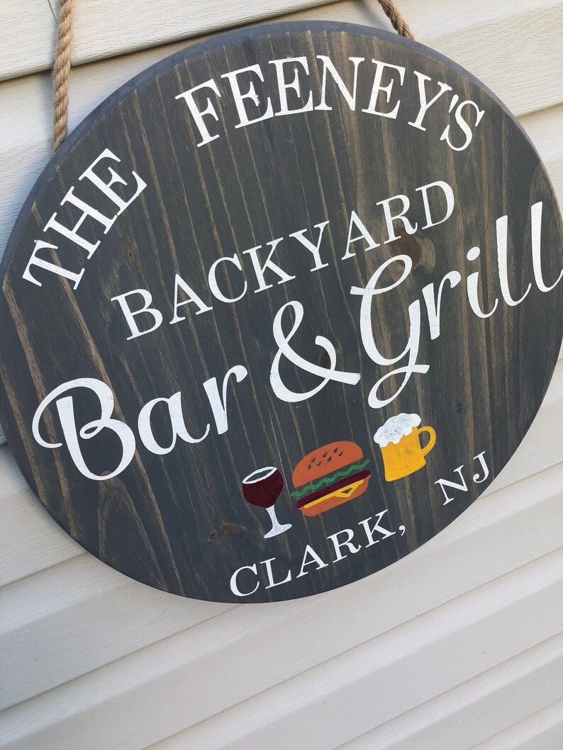 Personalized Backyard BBQ Wood Sign Etsy