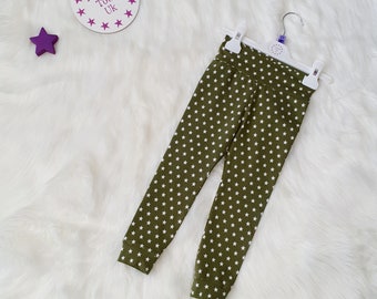 Green Star Slim Fit Leggings, Cuffed Leggings, Stars, Age 2-3 Years