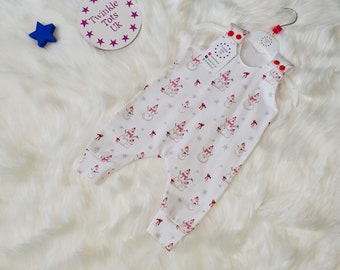 Jolly Snowman Romper, Christmas Dungarees, Christmas Outfit, Snowman Romper, Baby's 1st Christmas, Age 0-3 Months