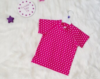 Pink Star Raglan Top, Short sleeve T-shirt, Pink Top, Raglan Top, Age 2-3 Years.