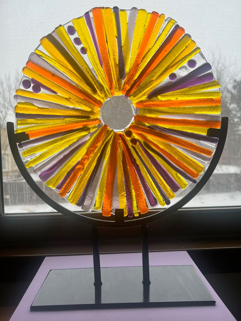 Yard Sculpture Fused Glass Sunshine Garden Art Etsy